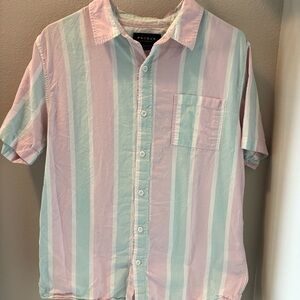 Men’s PacSun Walt Striped Button-Down T-Shirt Medium